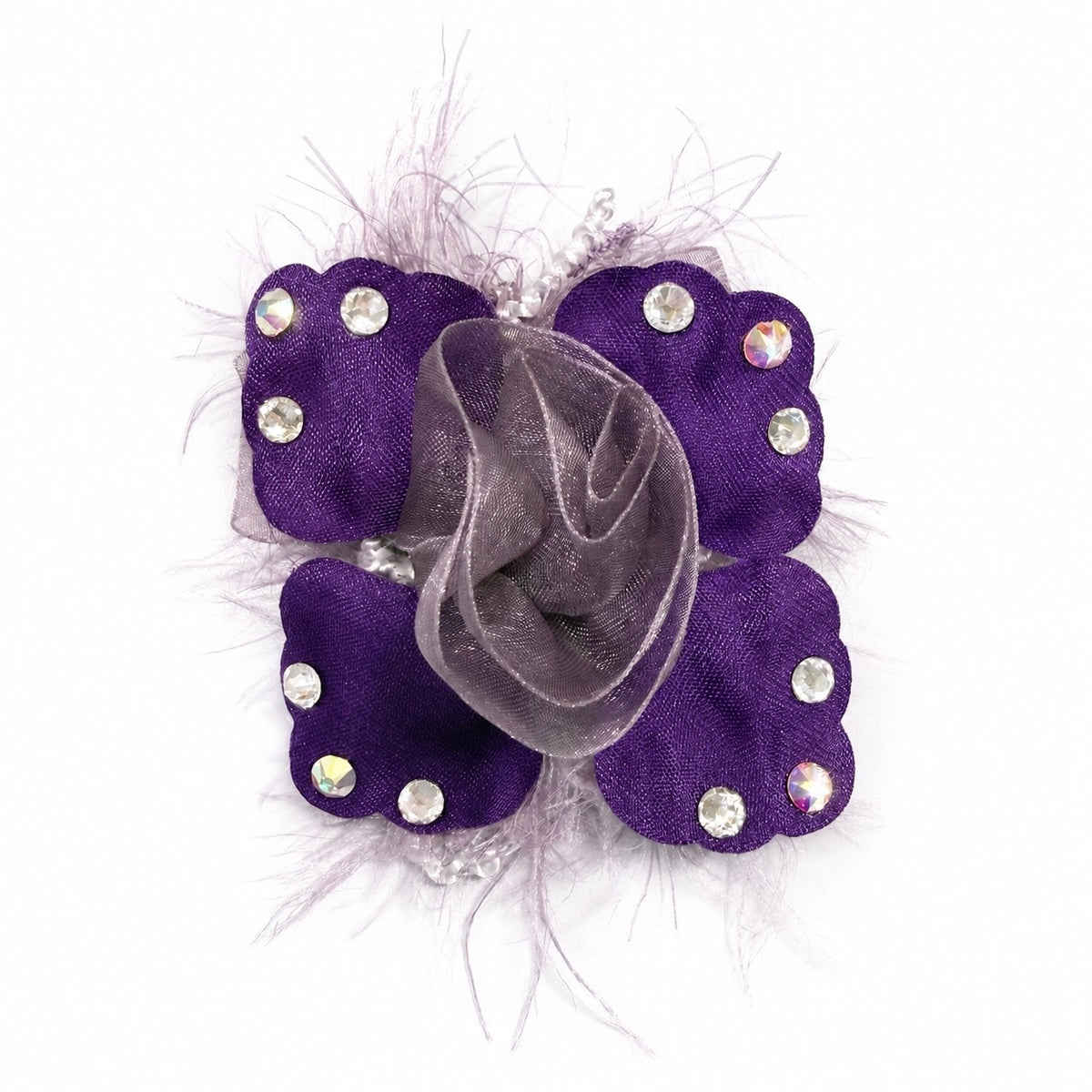 Purple Rose Crystal Hair Clip