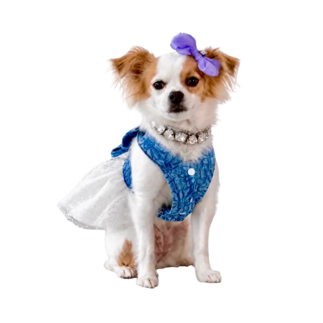 Denim Floral Harness Dress