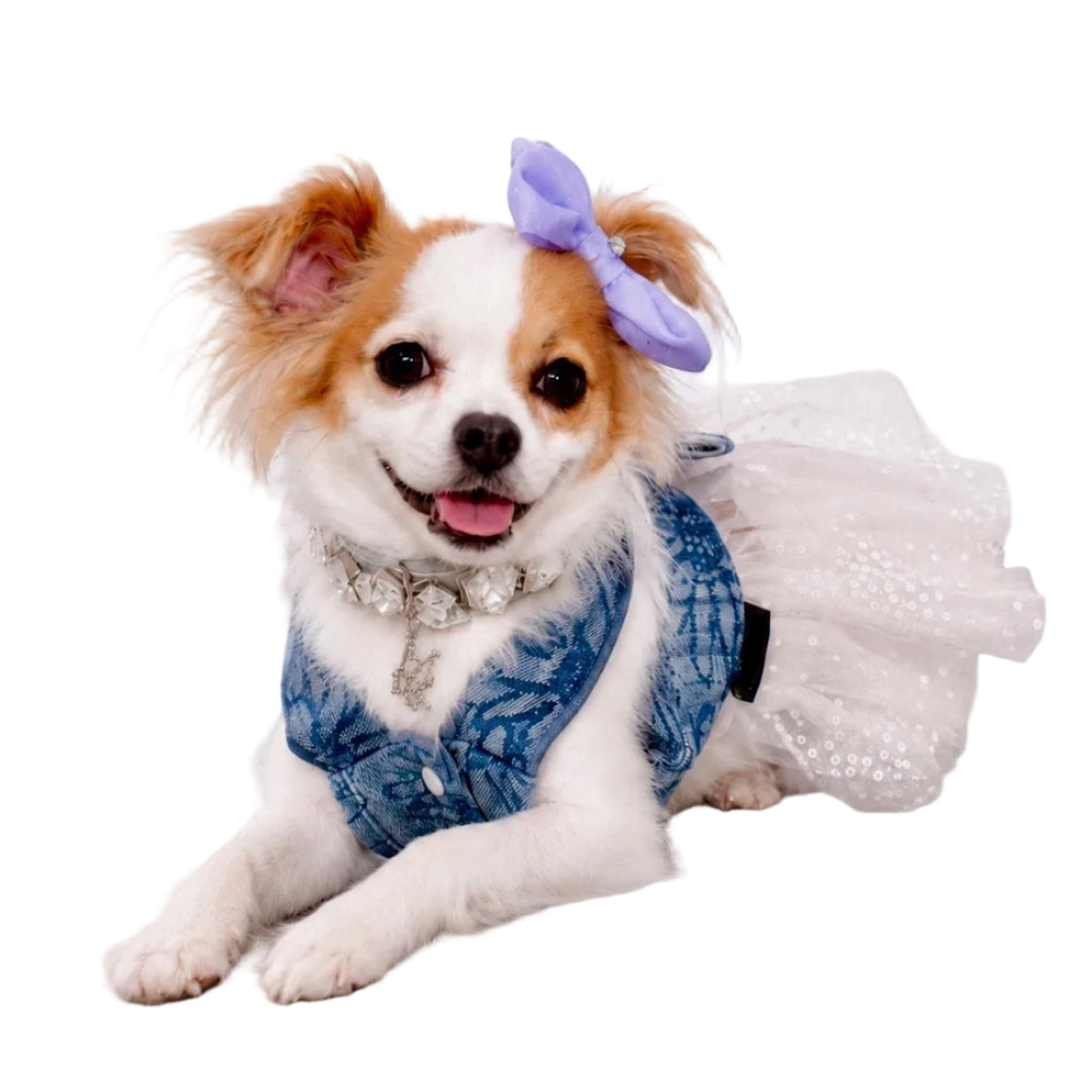 Denim Floral Harness Dress