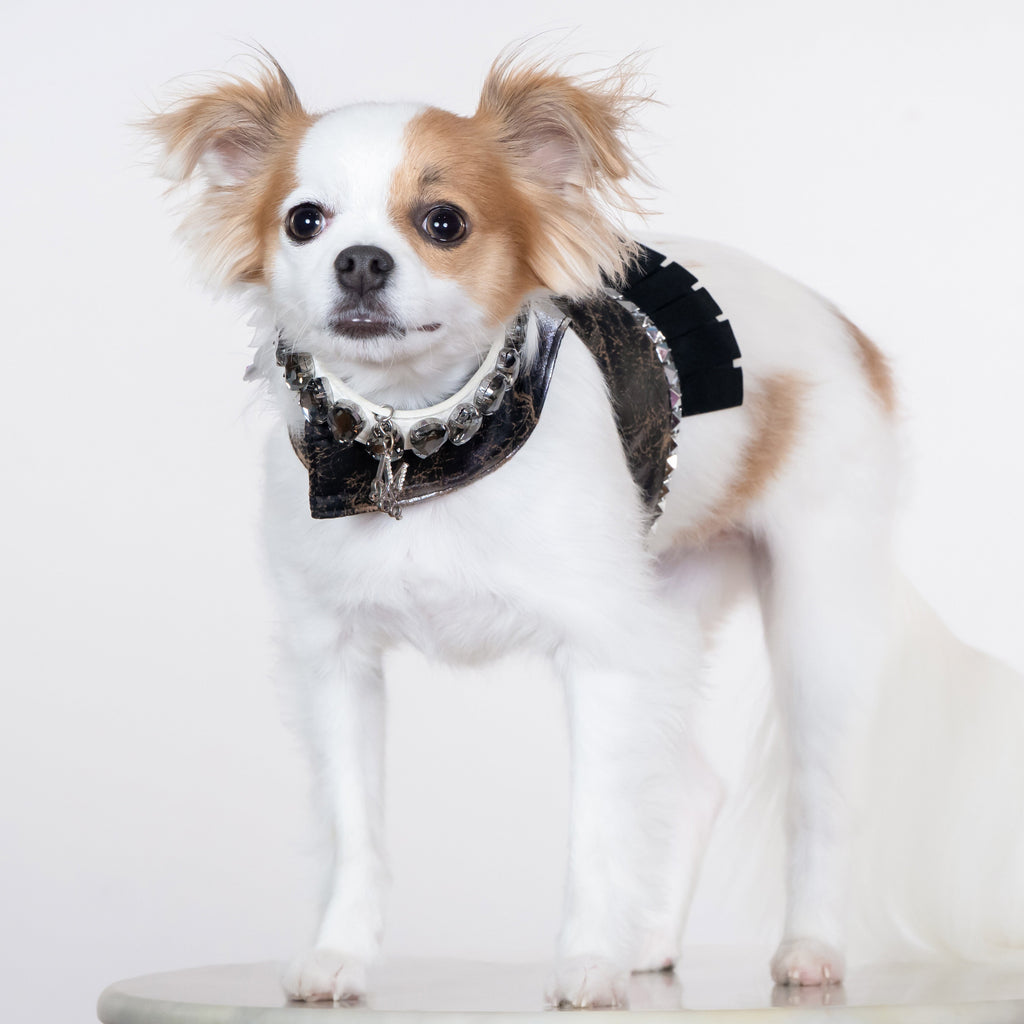 Silver Rockstar Glam Skull Dog Harness Vest