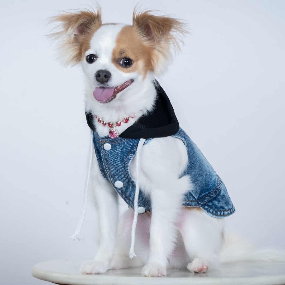 Denim Dusk Hooded Harness Vest