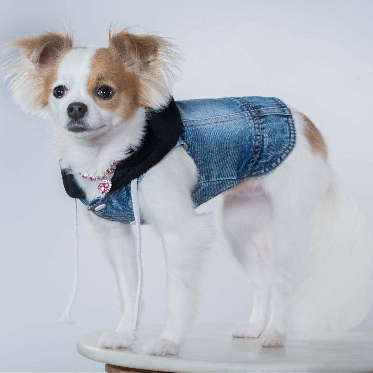 Denim Dusk Hooded Harness Vest