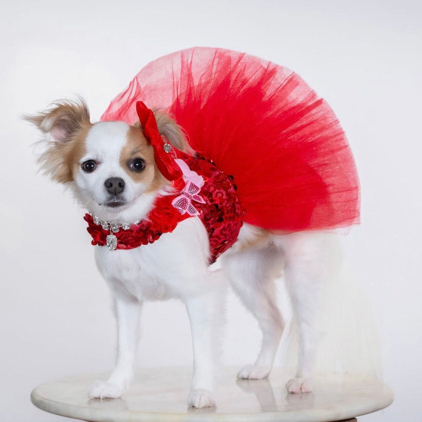 Red Sparkle Couture Dog Dress