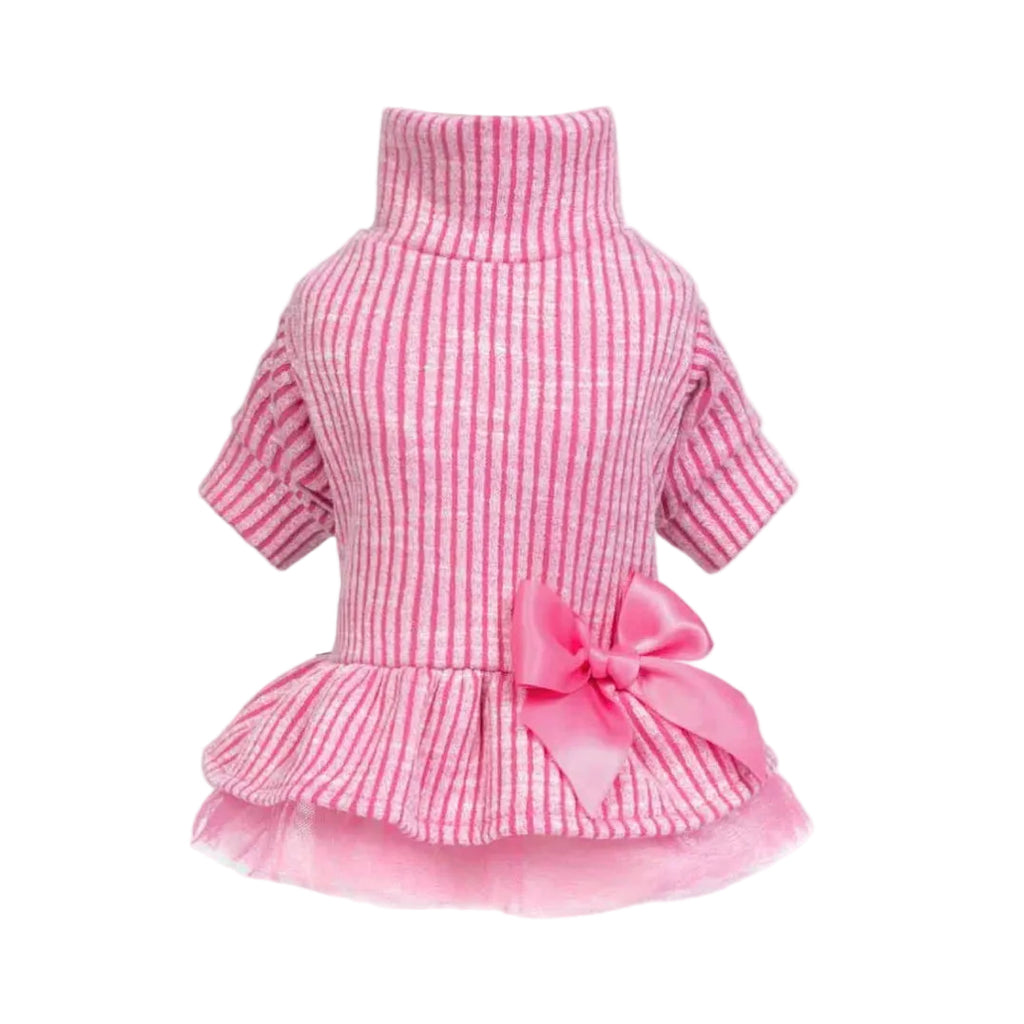 Turtleneck Knitted Tulle Dress