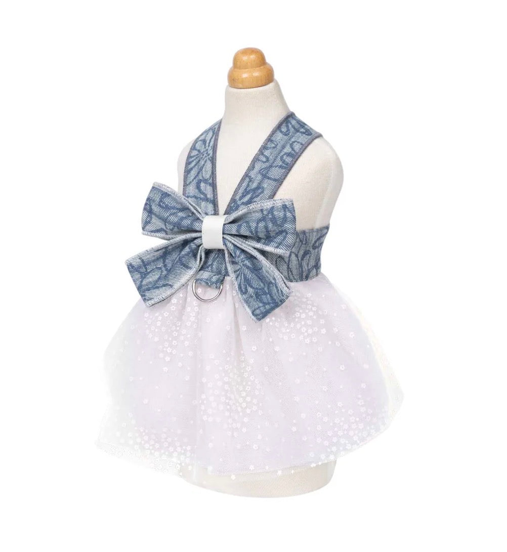 Denim Floral Harness Dress