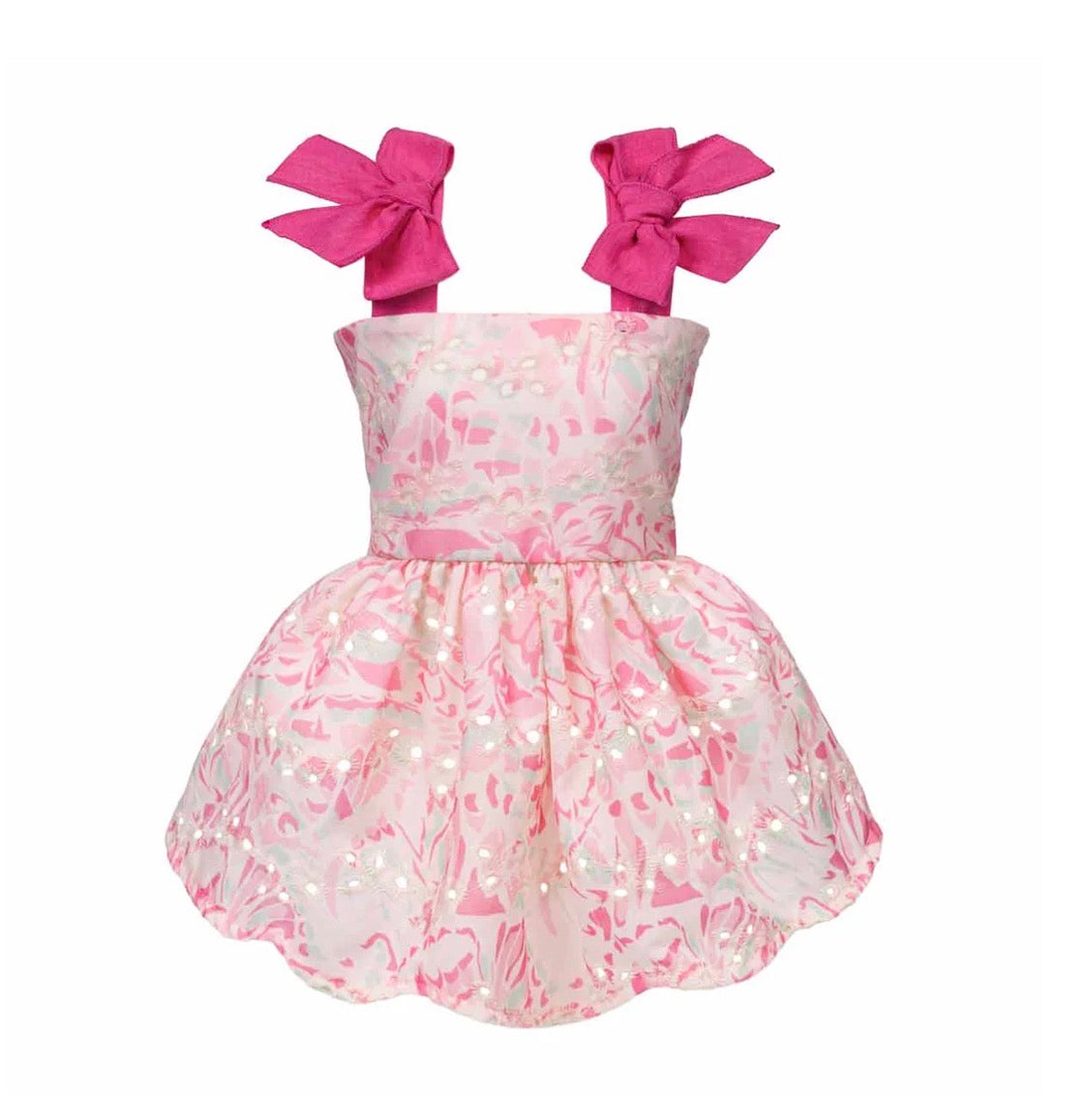 Ruffle Floral Embroidered Dress