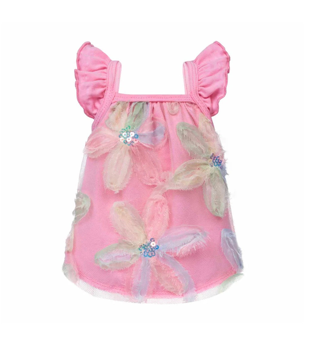 Floral Mesh Ruffle Shirt