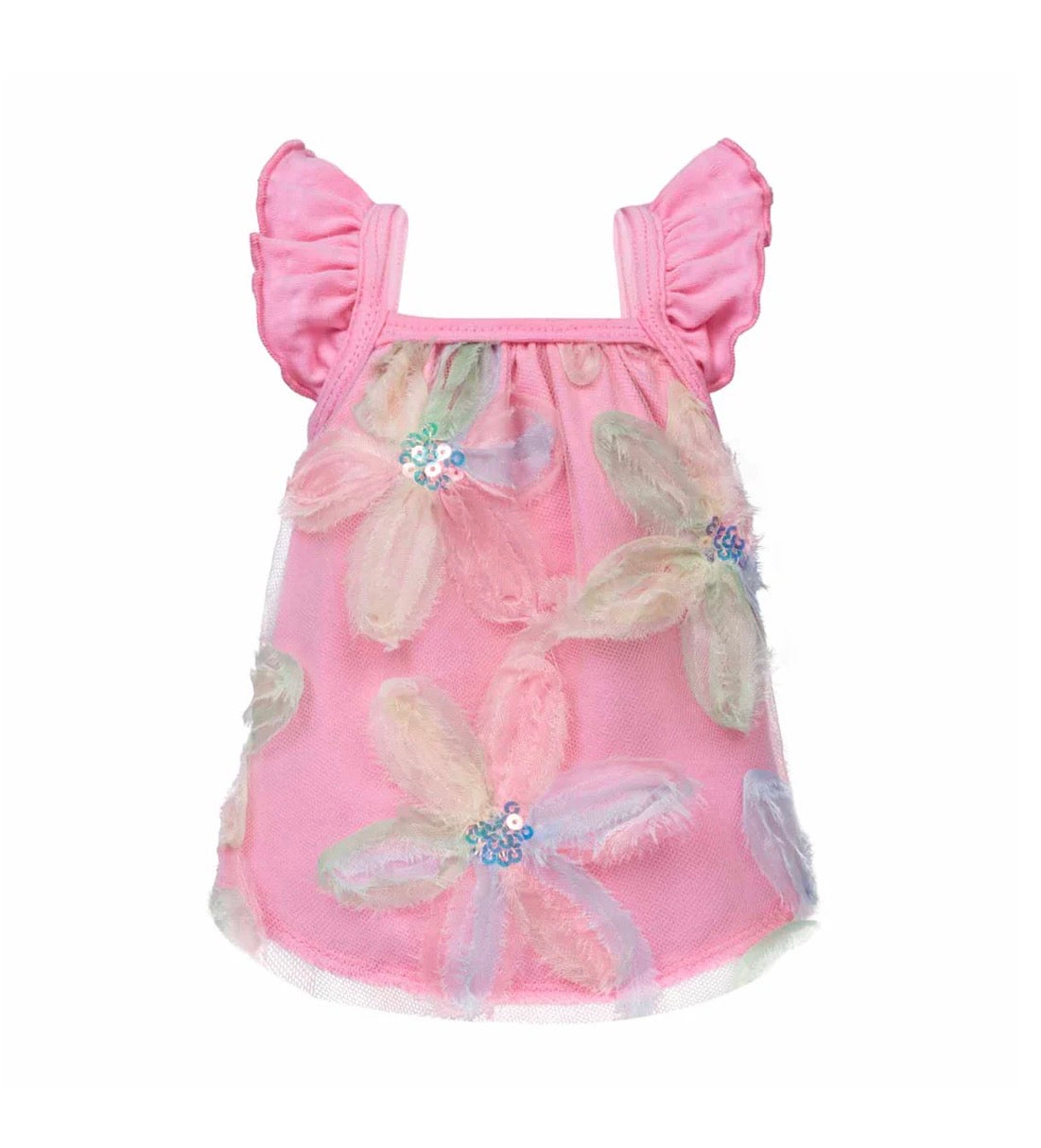 Floral Mesh Ruffle Shirt