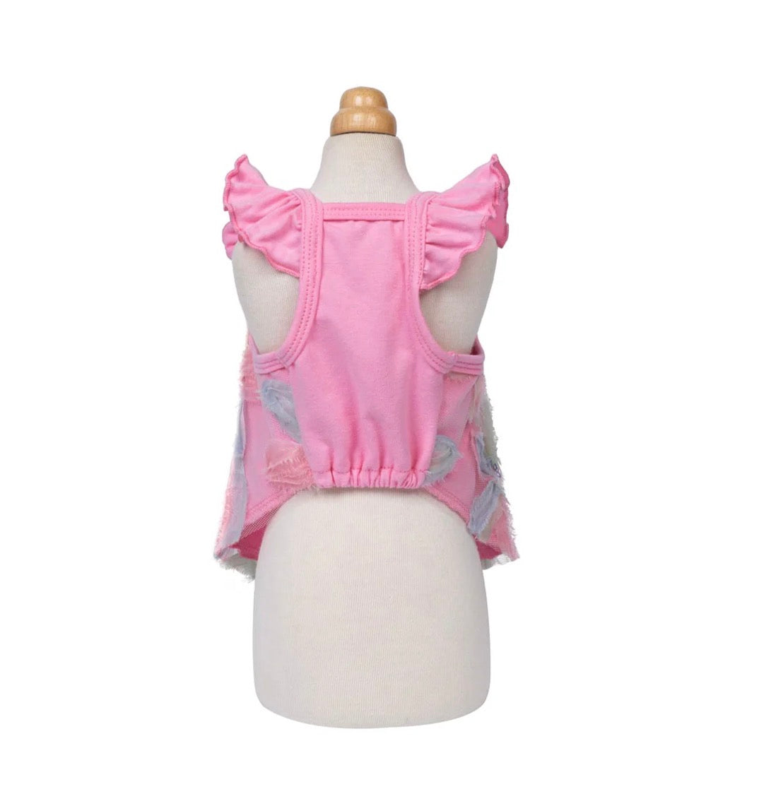 Floral Mesh Ruffle Shirt