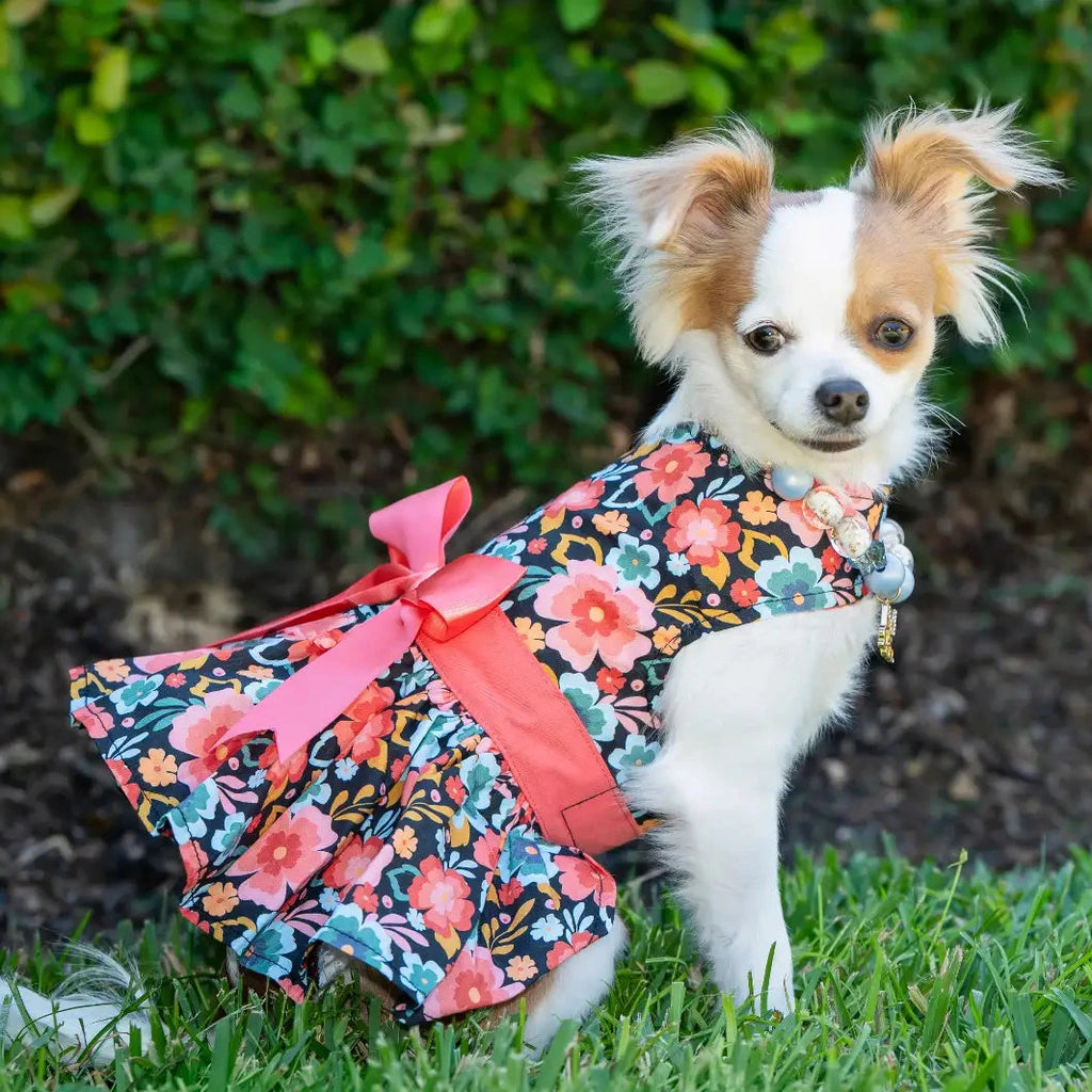 Blooming Blue & Peach Floral Harness Dress