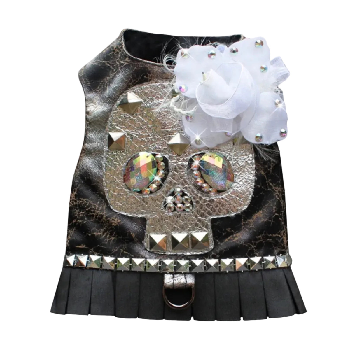 Silver Rockstar Glam Skull Dog Harness Vest