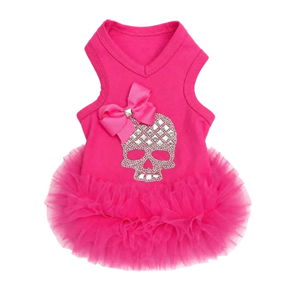 Hot Pink Crystal Skull Tutu Dress