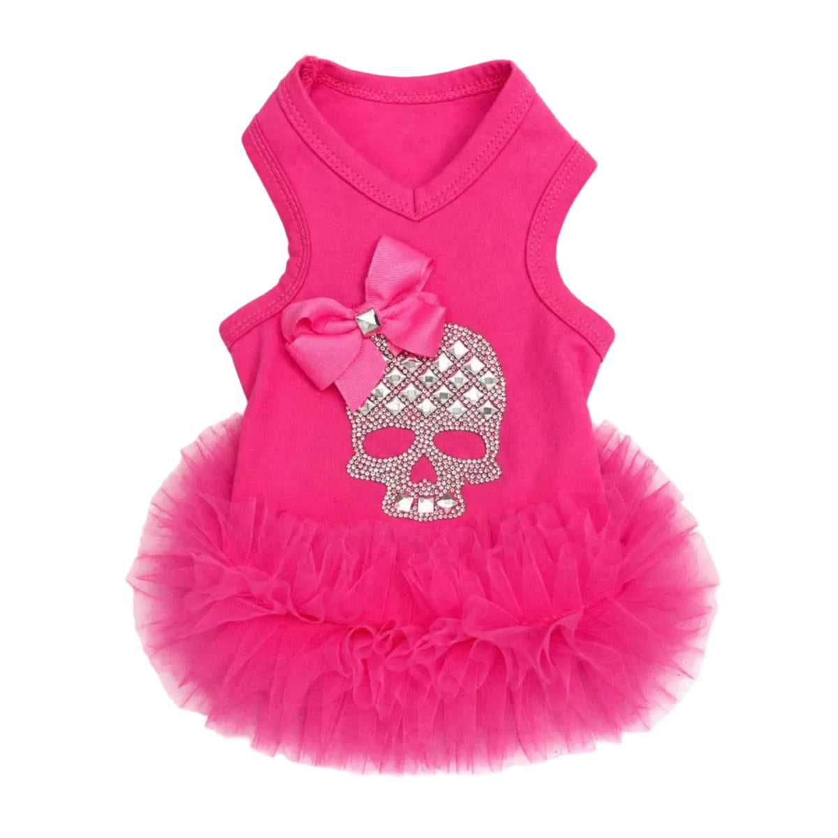 Hot Pink Crystal Skull Tutu Dress