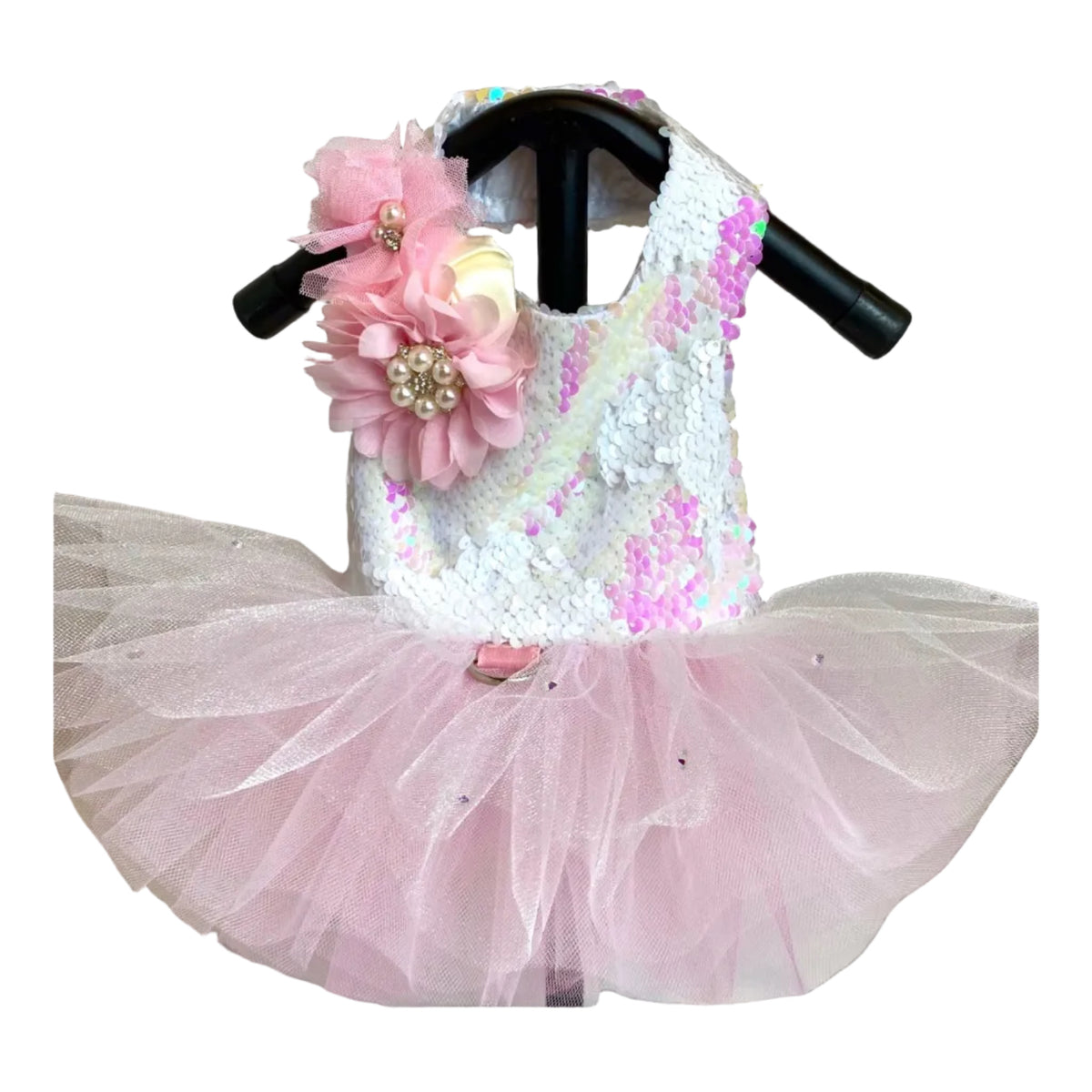 Pink and White Sequin Dog Tutu Dress