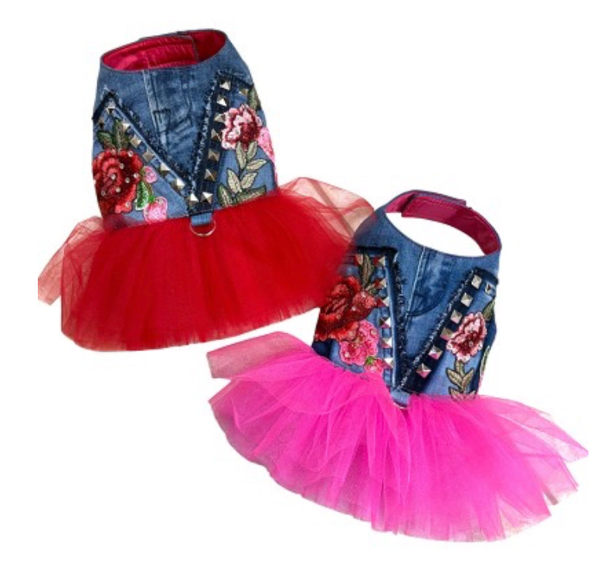 Studs & Roses Designer Denim Vest (Add-On Tutu Option)