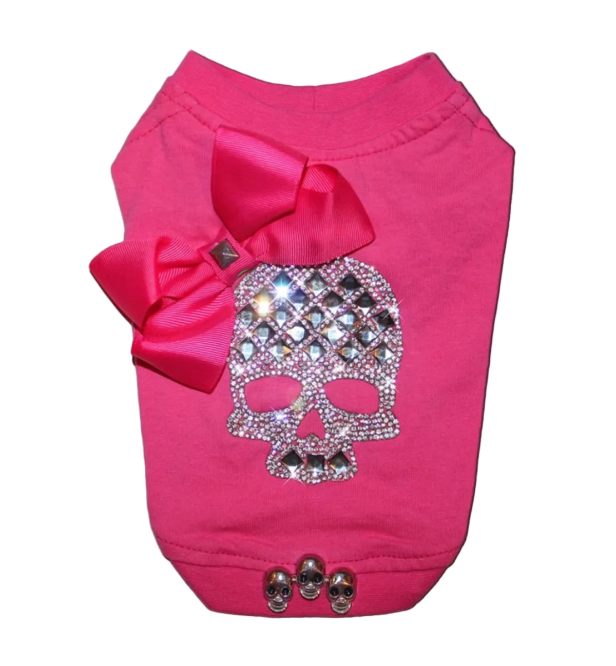 Hot Pink Crystal Skull Couture Shirt Dress