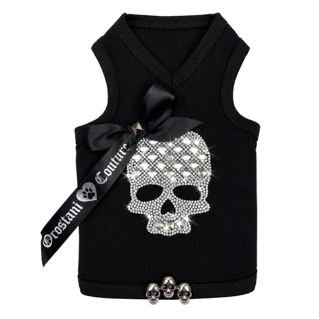 Black Crystal Skull Couture Dog Tank