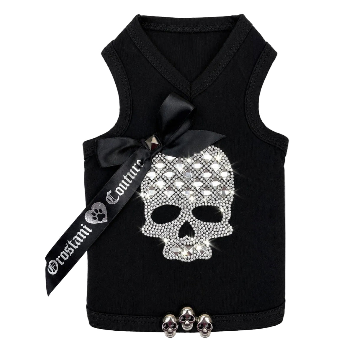 Black Crystal Skull Couture Dog Tank