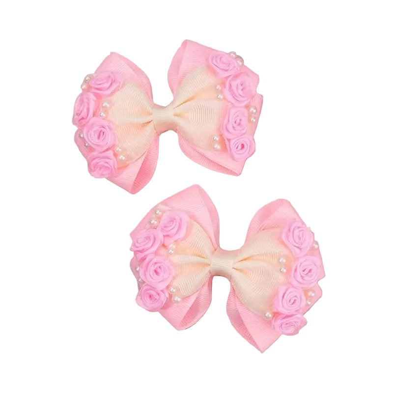 Sweet Roses Layered Bow Hair Clip
