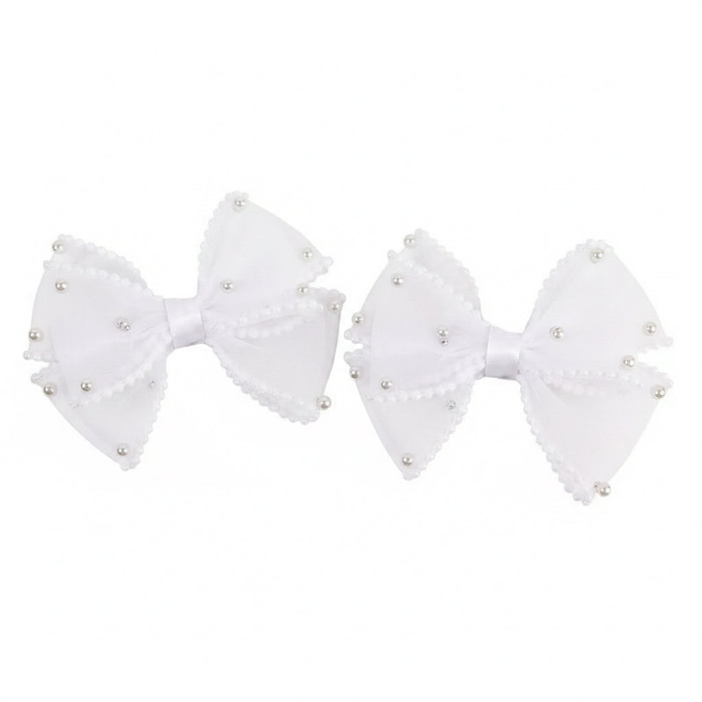 White Lace Bow Hair Clip