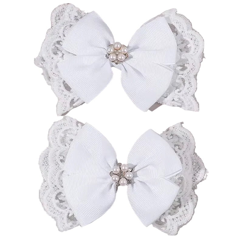 Lace Rhinestone Bow Hair Clip - In 2 Curated Colorways