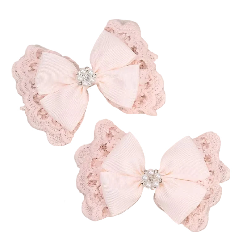 Lace Rhinestone Bow Hair Clip - In 2 Curated Colorways