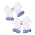 Blue & White Floral Bow Hair Clip