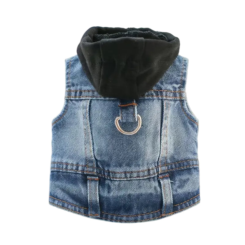 Denim Dusk Hooded Harness Vest