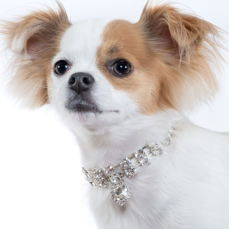 2-Strand Crystal Diamond Necklace with Heart Pendant