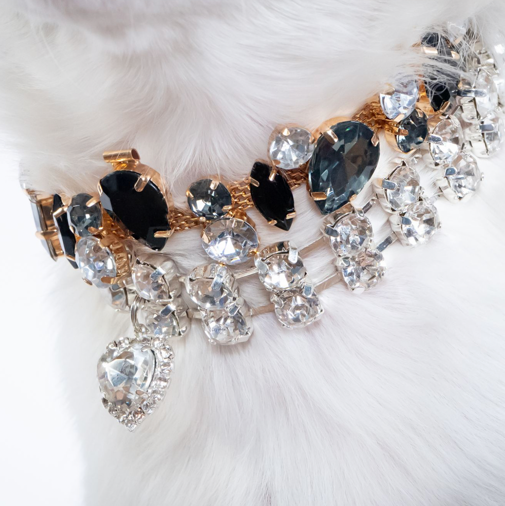 2-Strand Crystal Diamond Necklace with Heart Pendant