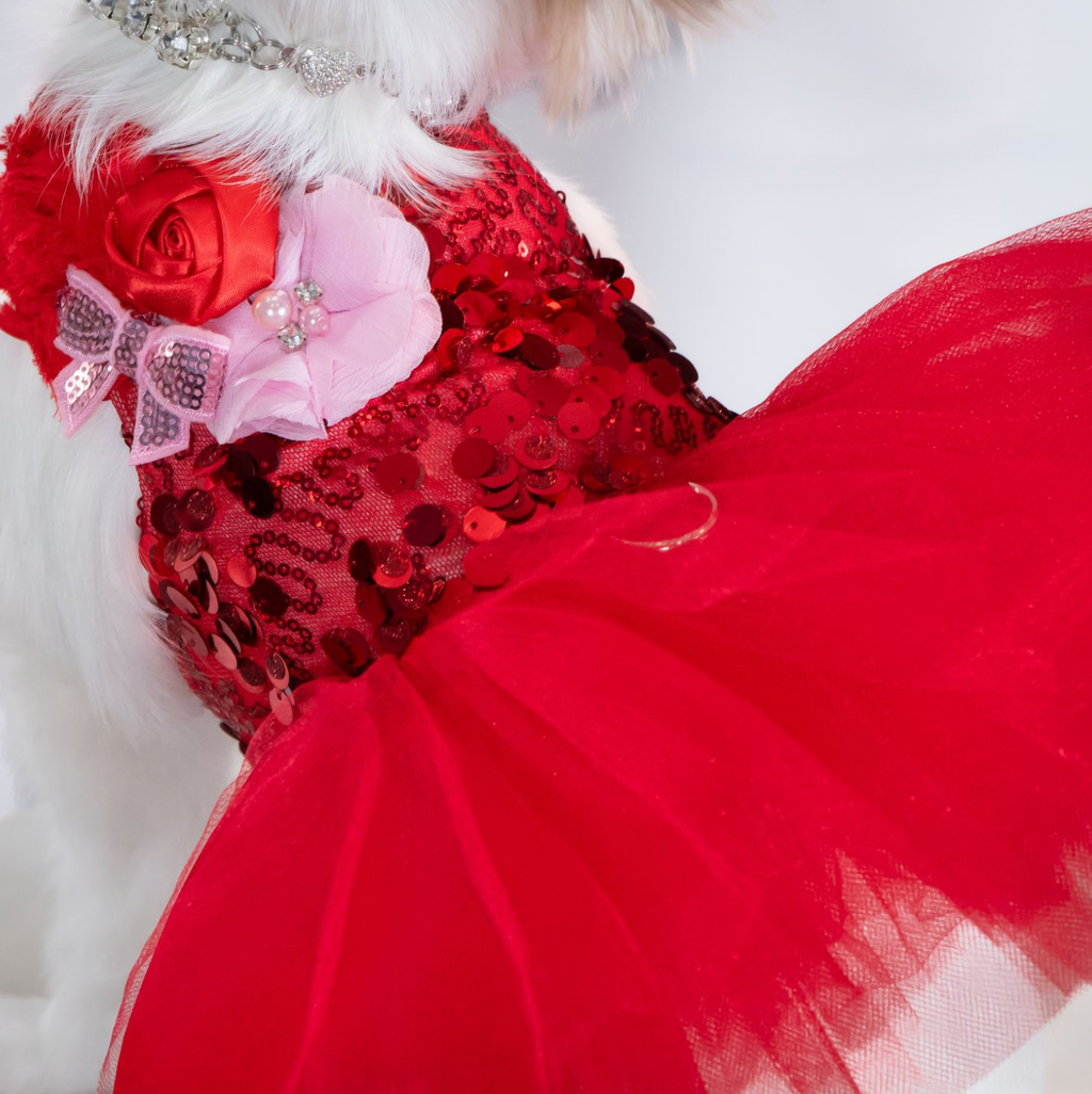 Red Sparkle Couture Dog Dress