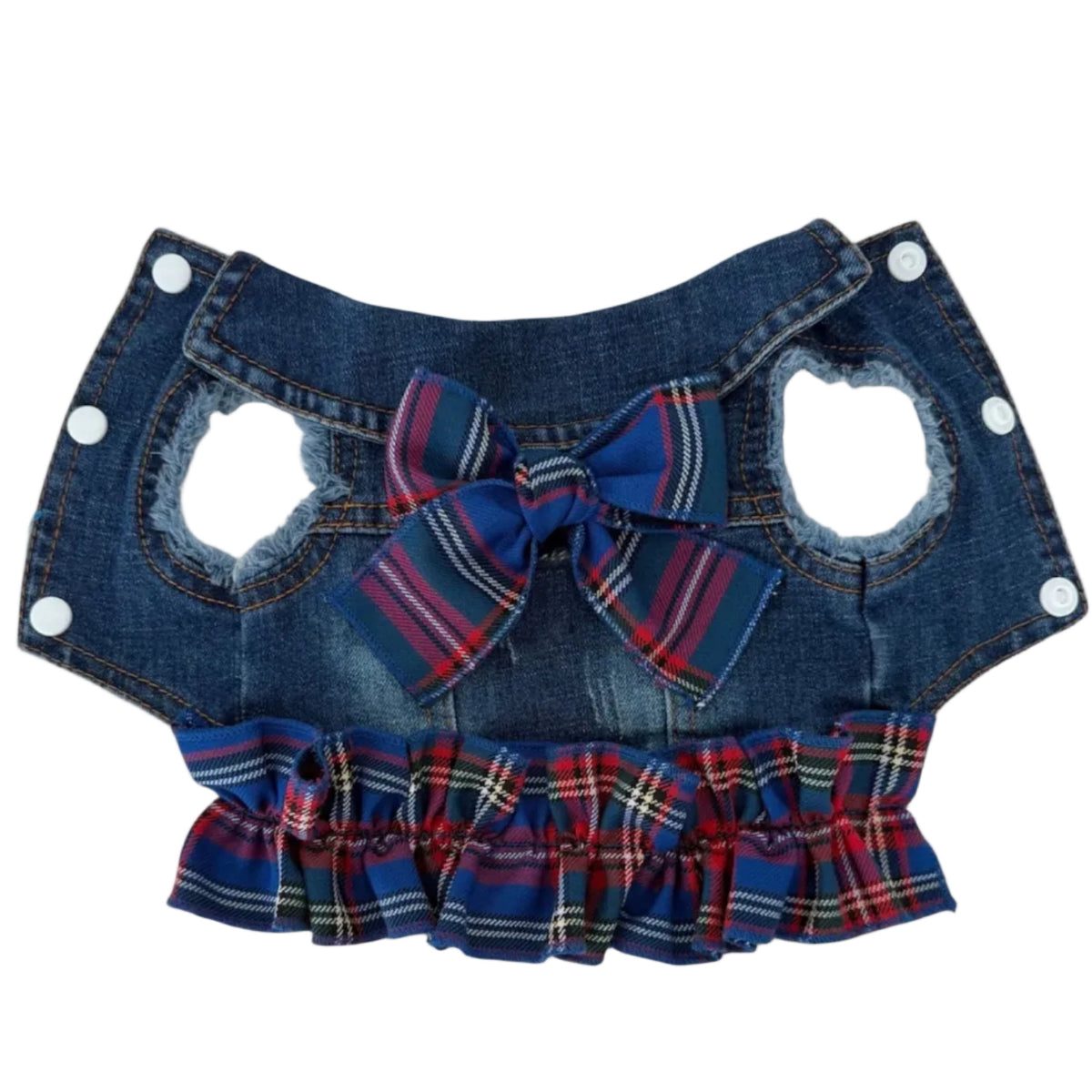 Denim Plaid Bow Vest