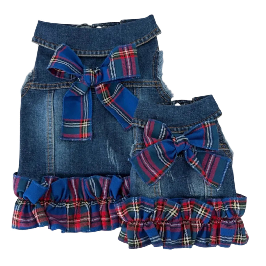 Denim Plaid Bow Vest