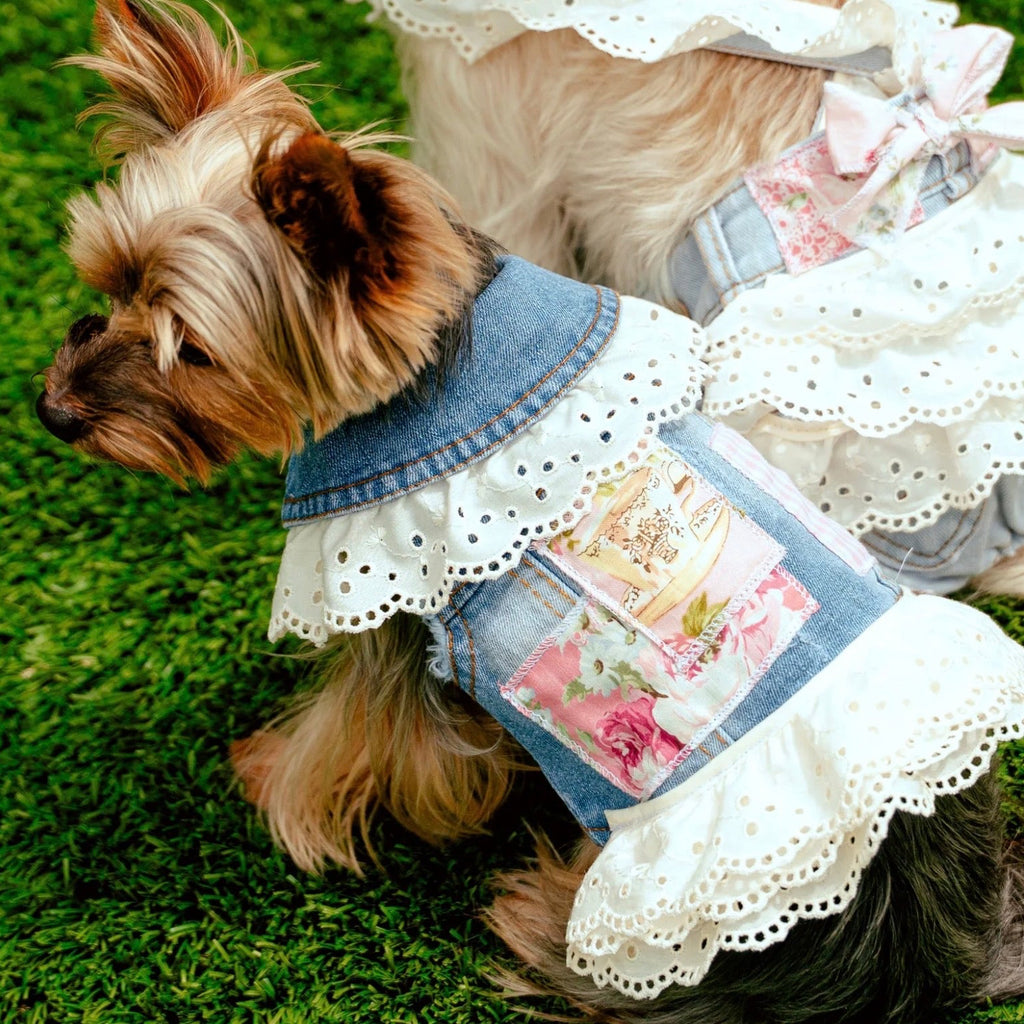 LovePackPuppy Floral Denim Vest
