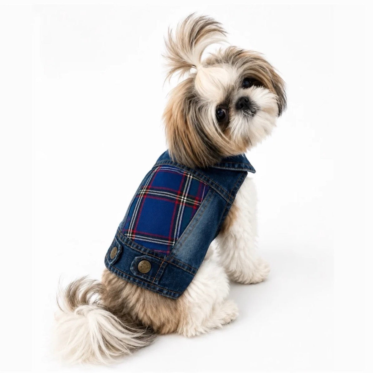 Red/Blue Plaid Panel Vest