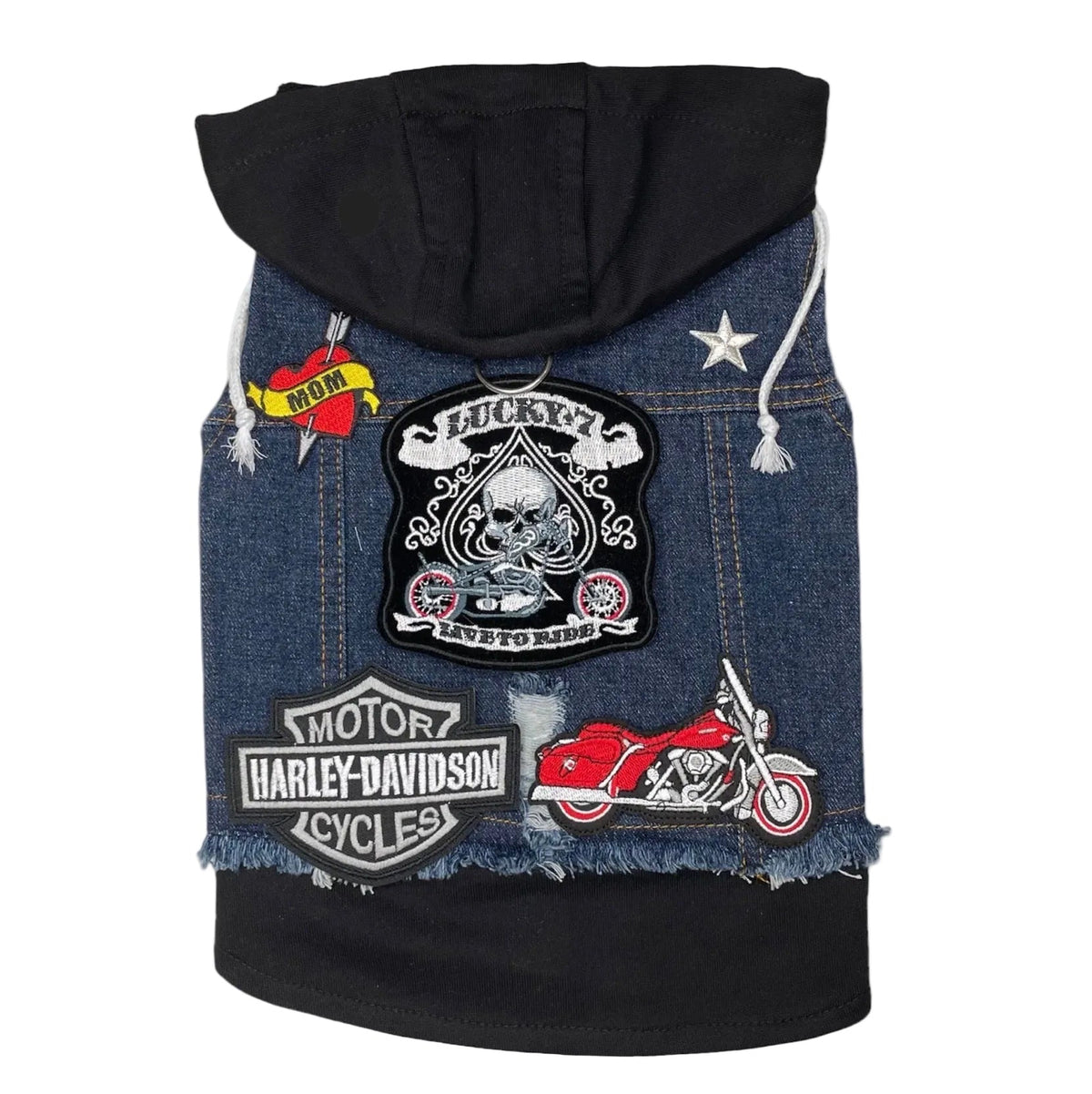 Blue Biker Hoodie Vest