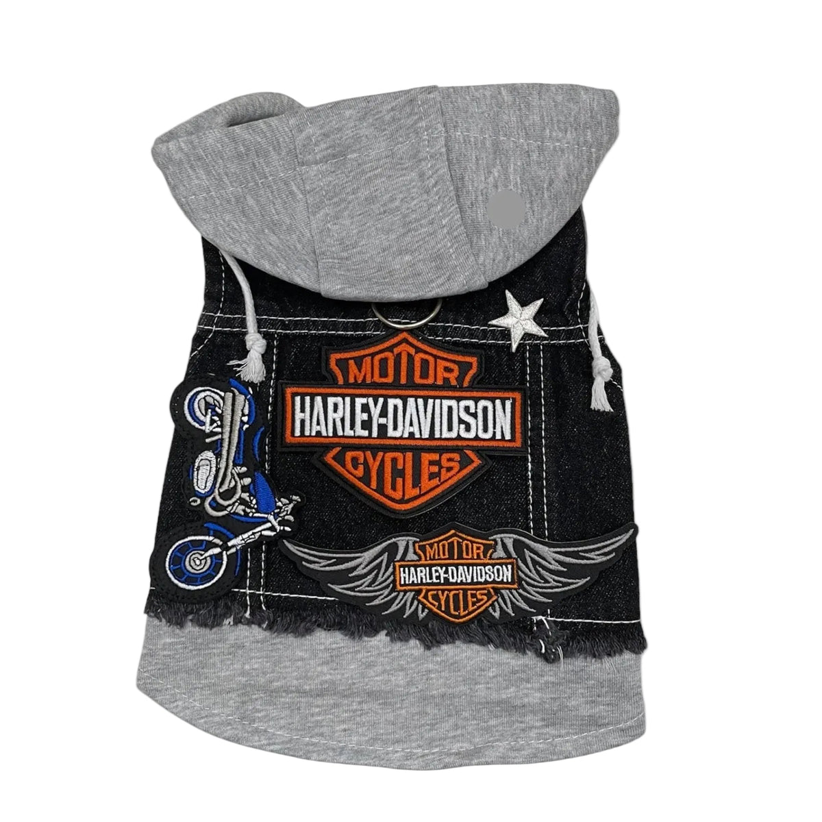 Black Biker Hoodie Vest