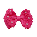 Hot Pink 3D Floral Pearl Bow