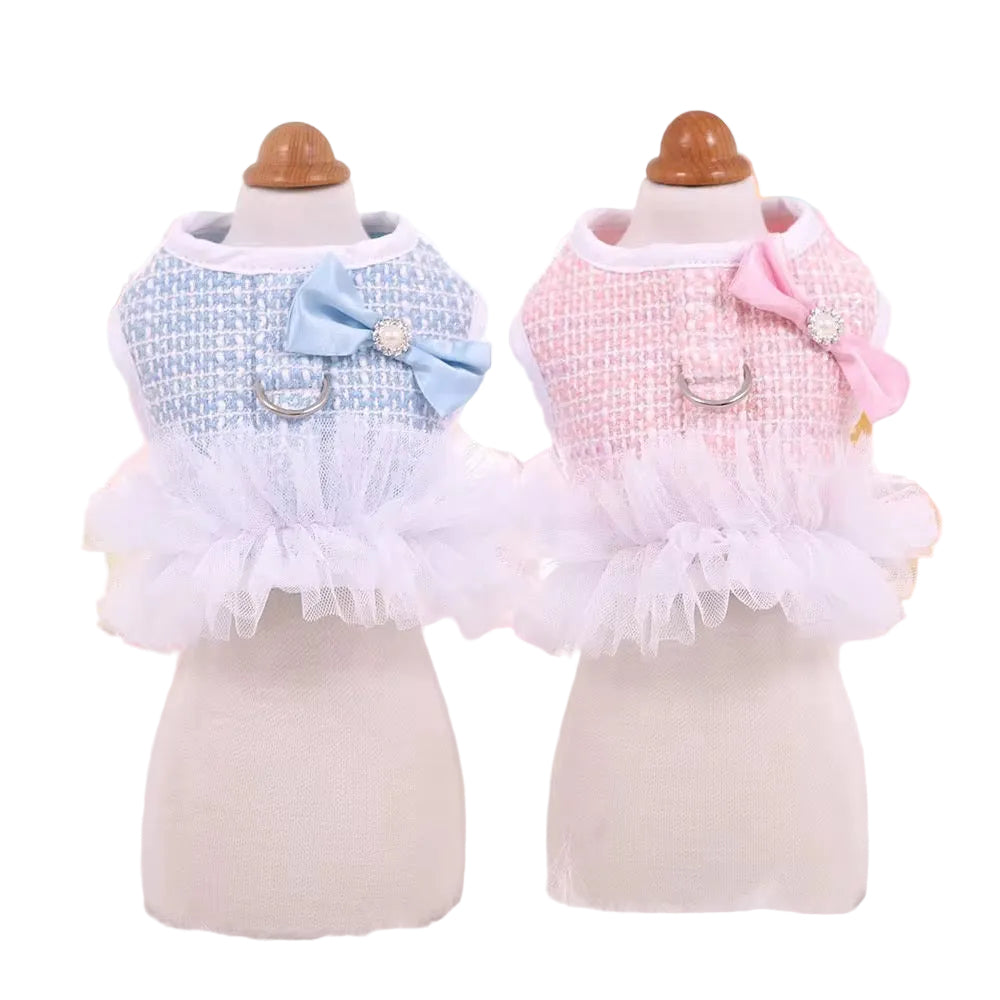 Tweed Harness Dress & Matching Leash - In 2 Curated Colorways