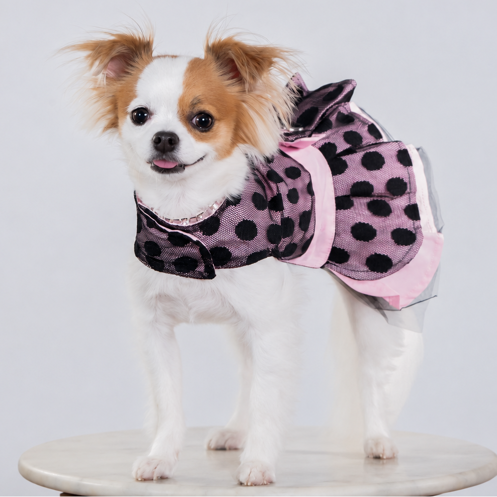 Pink & Black Polka Dot Lotus Dress
