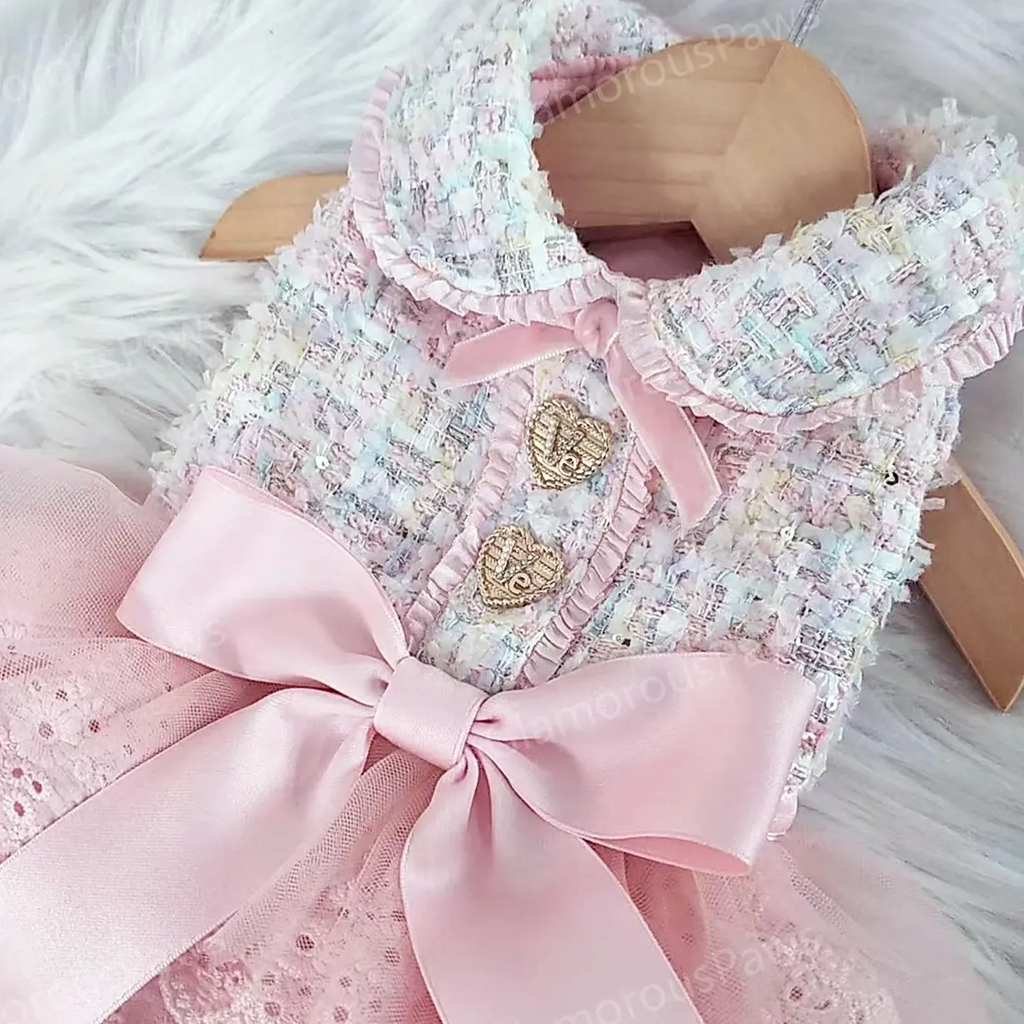 Parisian Blush Tweed Couture Dress