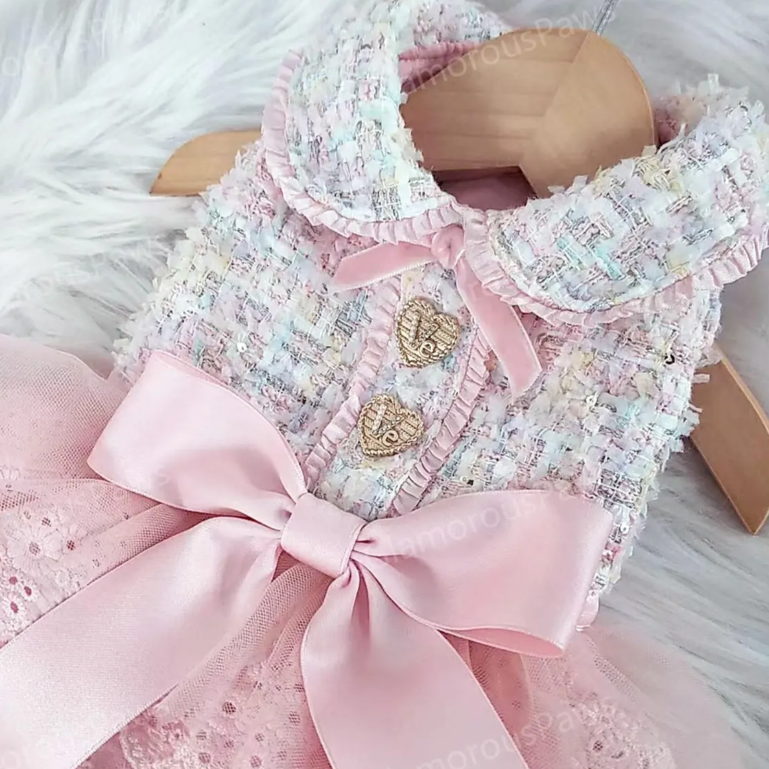 Parisian Blush Tweed Couture Dress
